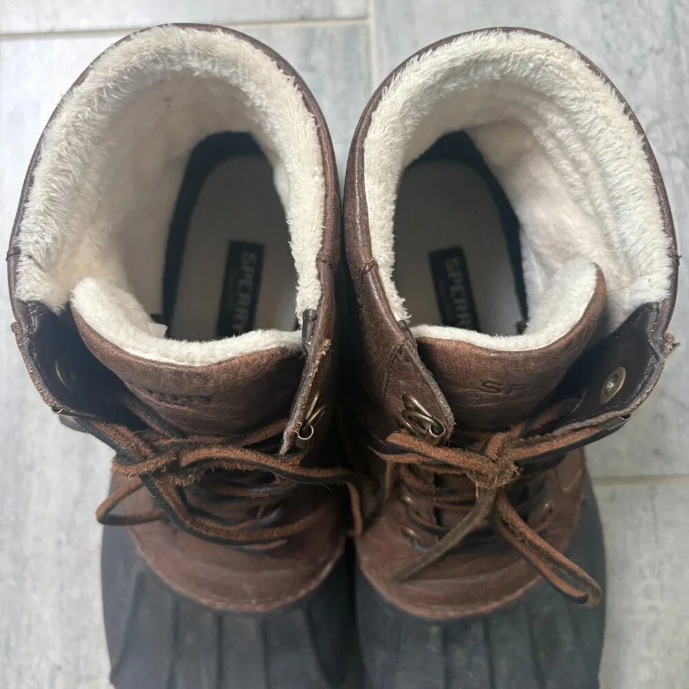 Sperry Waterproof Lined Leather Duck Boots Brown 9.5